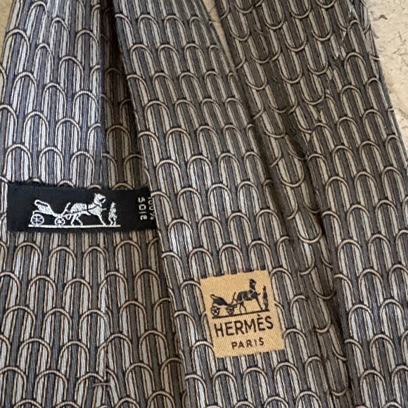 Hermes Other - Hermes Gray and Green - Patterned Tie